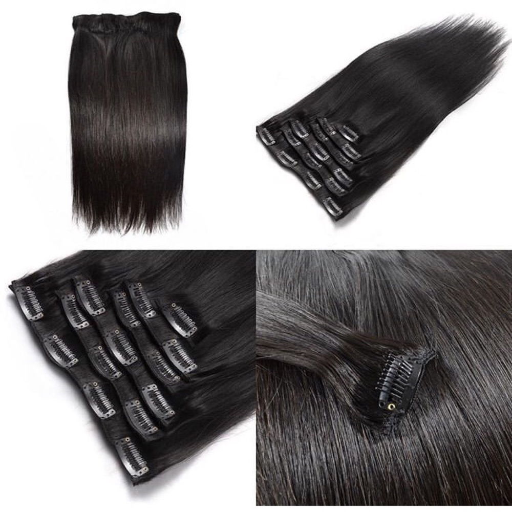 Human hair extensions clip ins
